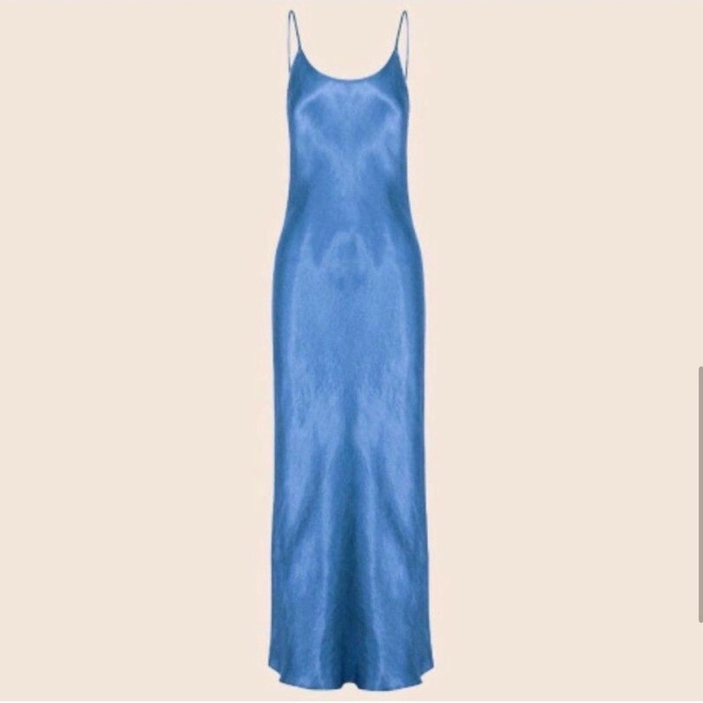 THIRD FORM Satin Maxi Slip Dress in Aegean